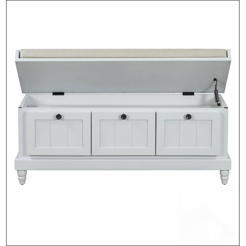 Banc à chaussures classique avec coussin et trois tiroirs, banc d'entrée cannelé avec rangement pour le salon, le vestibule et les couloirs (léger)