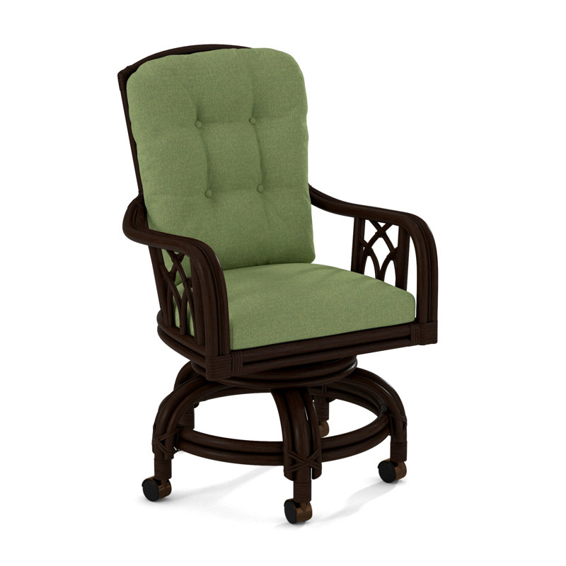 Edgewater Castered Arm Chair, Java, White Performance Fabric; 0851-94
