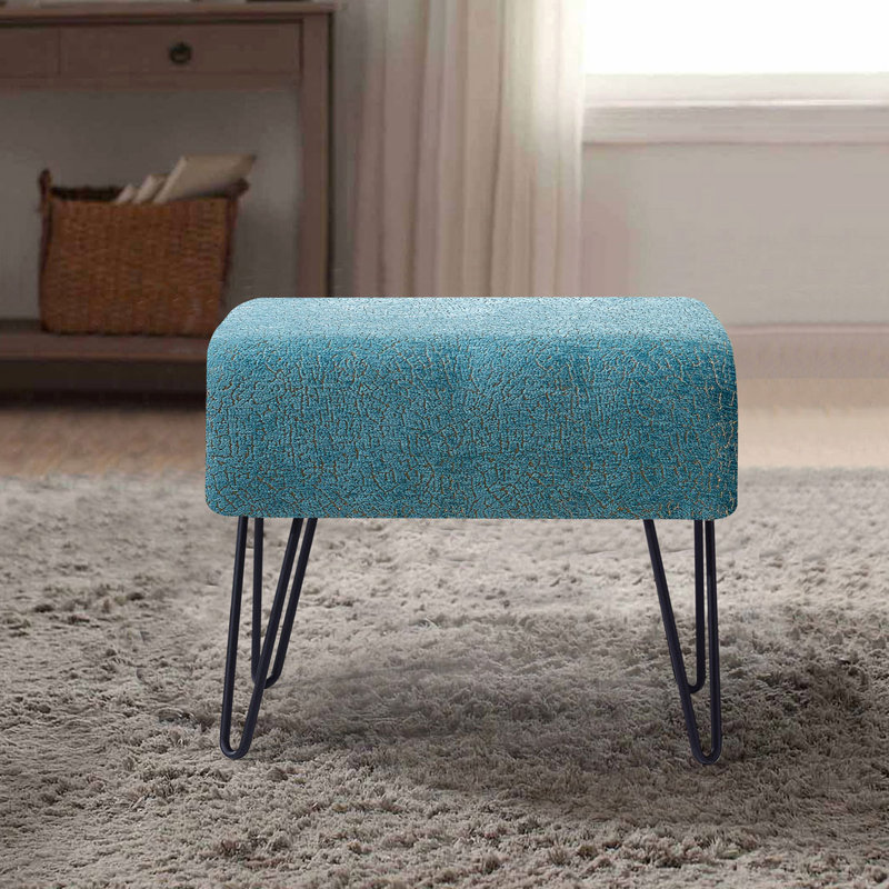 Luzia Upholstered Ottoman, Turquoise