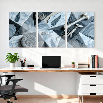 «Fossil and Marble», ensemble de 3 reproductions d'art sur toile