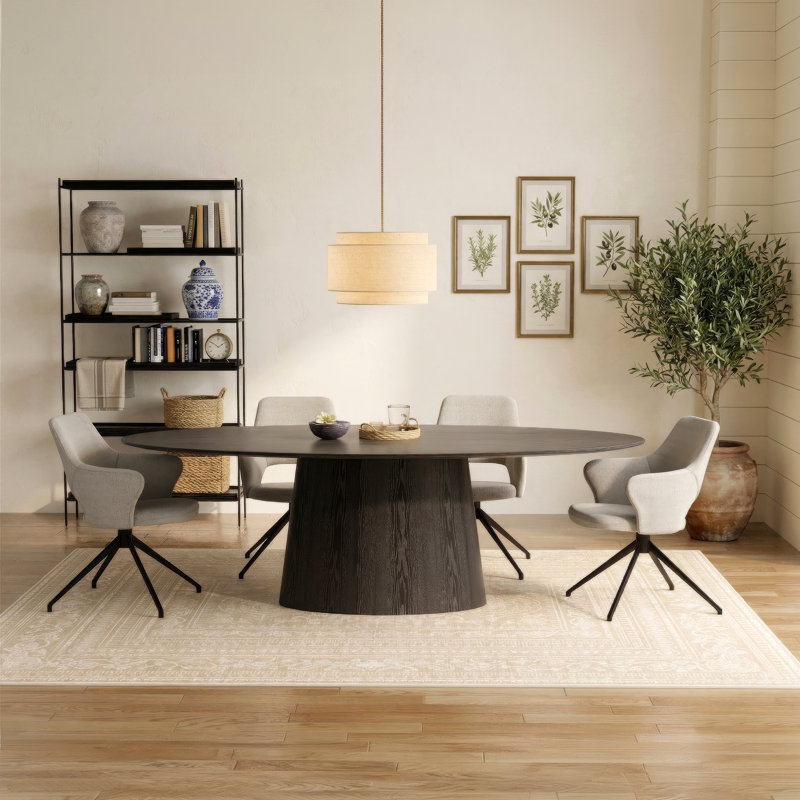 Adara 78.5" Oval Dining Table, Matte Black