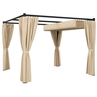 10' x 10' Patio Pergola with Retractable Canopy