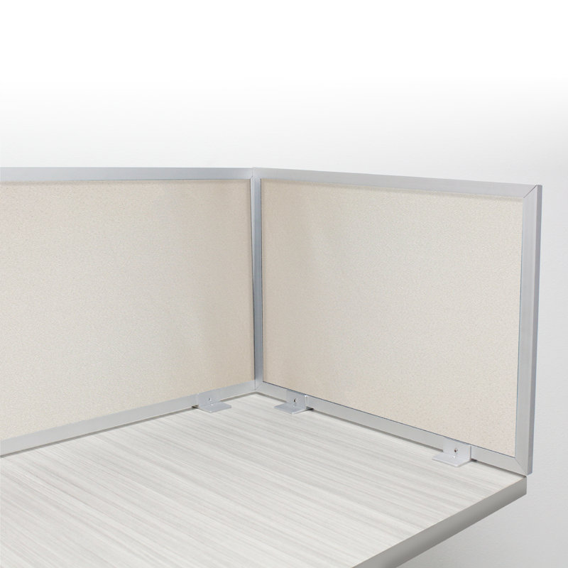 Panneau d'intimité acoustique fixé au bureau, Naturel, Aluminium, H 12 po x l 48 po x P 0,63 po