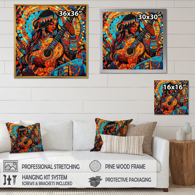 Saraswati, déesse de la connaissance de l'hindouisme II, impression sur toile, H 16 po x l 16 po, Noir