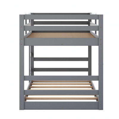 Twin Over Twin Bunk Bed with Ladder, Gray, Space-Saving and Durable Design for Modern Bedrooms
