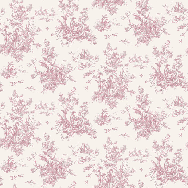 Garretson 10m x 52.8cm Satin Wallpaper Roll, Pink