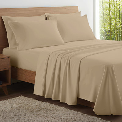 100% Organic Viscose From Bamboo Sheets Set, 300 Thread Count, 3-pc Set, Luxury Cooling Sheets, Deep Pockets - Gift-Ready Packaging, Twin XL Size (Sand)