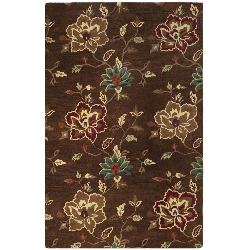 Tapis floral en laine touffeté à la main Arber, Rectangle 8 pi x 10 pi