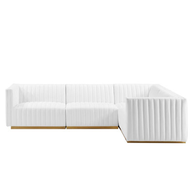 Conjure Channel Tufted Upholstered Fabric 4-Piece L-Shaped Sectional by Modway
