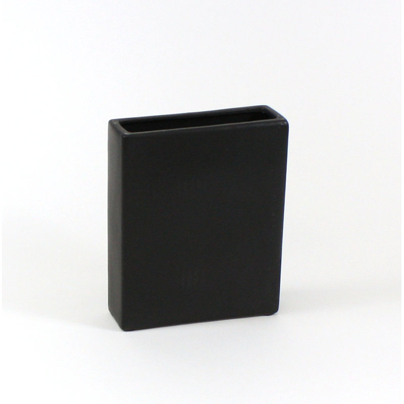 Vase de table plat rectangulaire en céramique, Noir, H 10 po x l 8 po x P 2,5 po