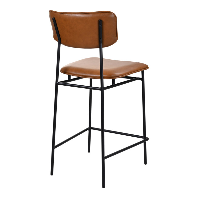 SAILOR BARSTOOL BROWN, Counter Stool (26” Seat Height), Red Velvet