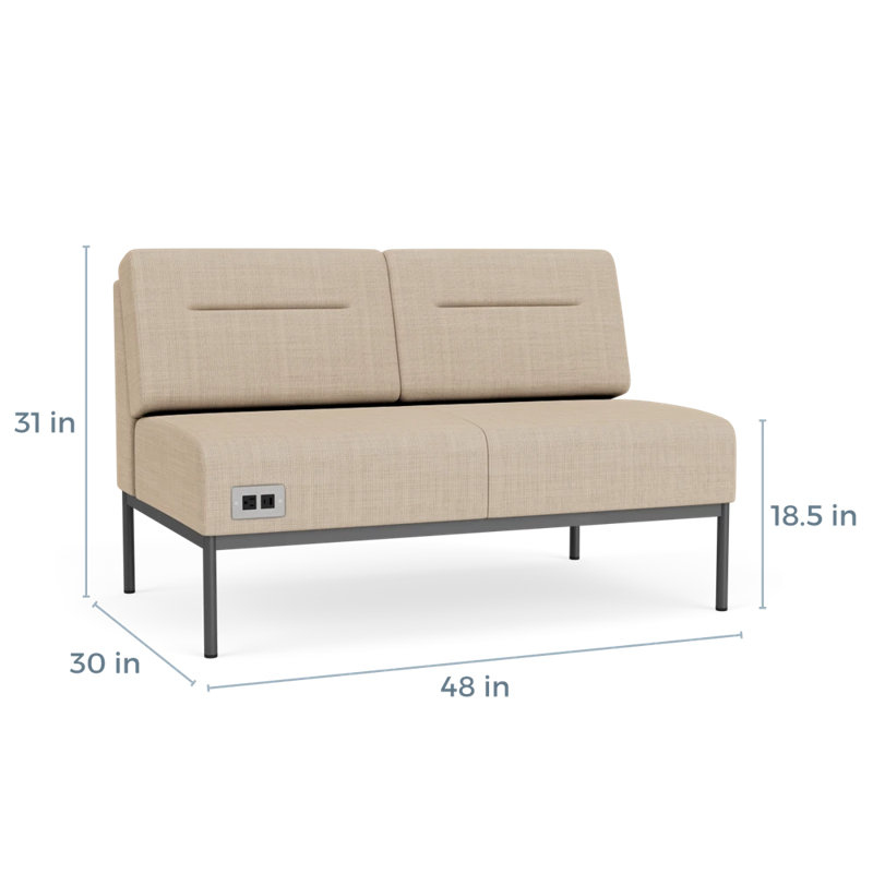 Causeuse Darsey, Avec alimentation, Chambray calcaire, Gris anthracite