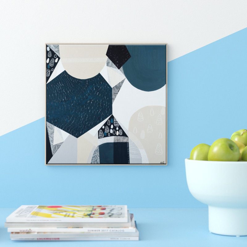 Blue Stone Basalt by Ani Ipradjian - Painting, Brown Wood Framed Canvas, 61 cm H x 61 cm W