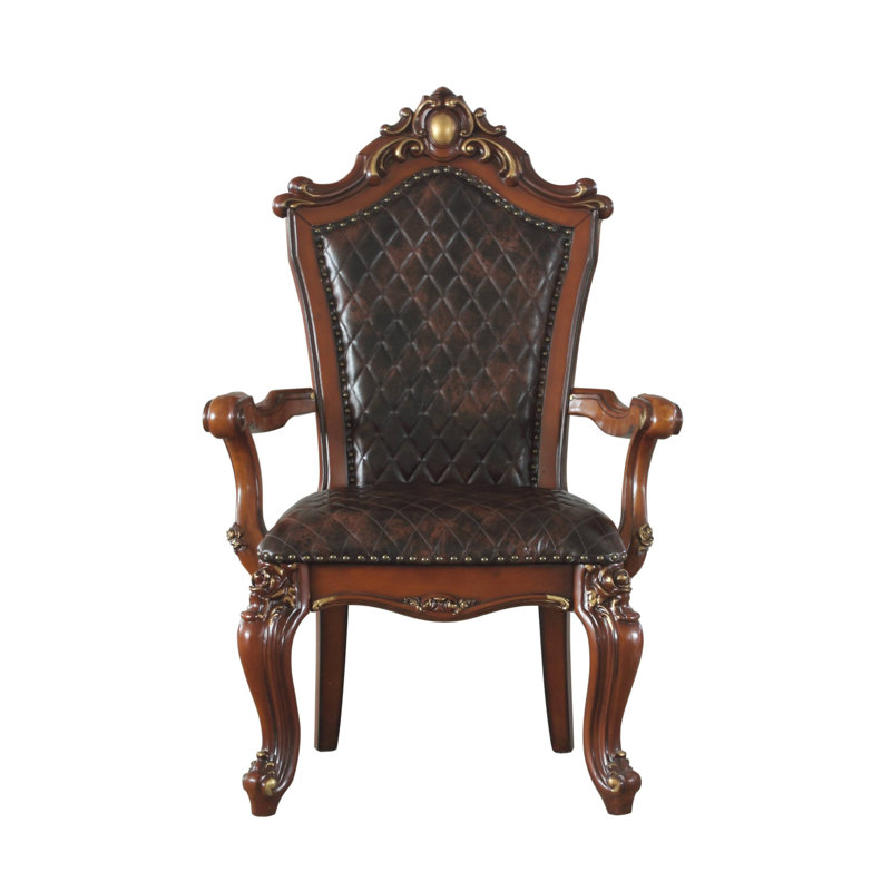 Chaise avec accoudoirs touffetée en chêne noir et miel (ensemble de 2)