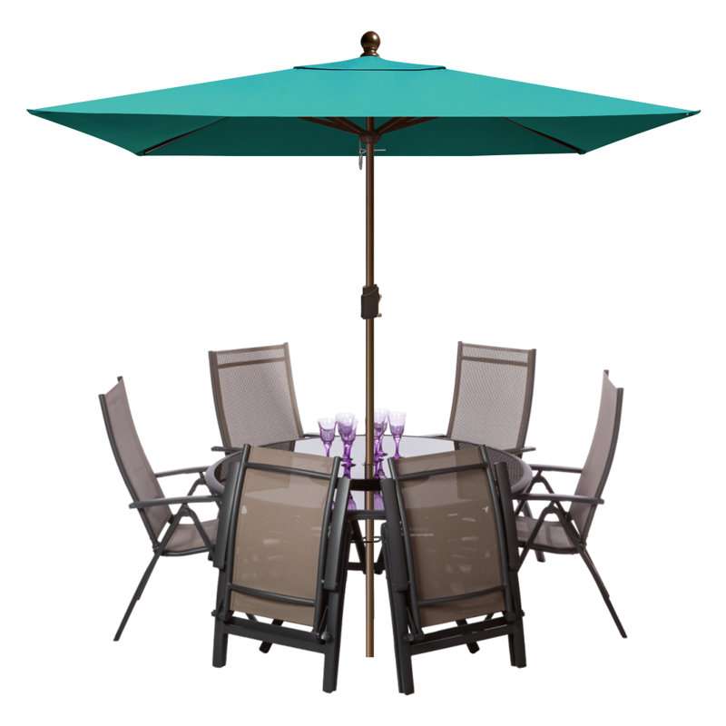 Parasol de marché rectangulaire 6 pi 6 po x 10 pi Monek, Bleu turquoise
