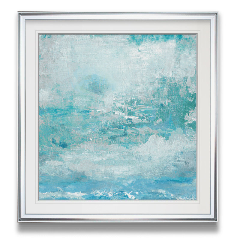 Impression d'art graphique encadrée«aqua skies», H 23 po x l 23 po x p 1,5 po