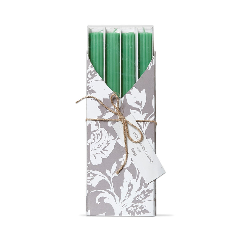 Bougie conique non parfumée avec porte-étain, Vert
