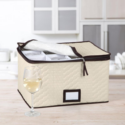 Wine Glass Storage Box with Dividers - Holds 12 Wine Glasses