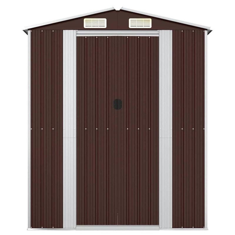 Garden Shed Dark Brown Galvanized Steel Large Outdoor Shed with Sliding Components, Dark Brown, 75.6" H x 75.6" W x 87.8" D