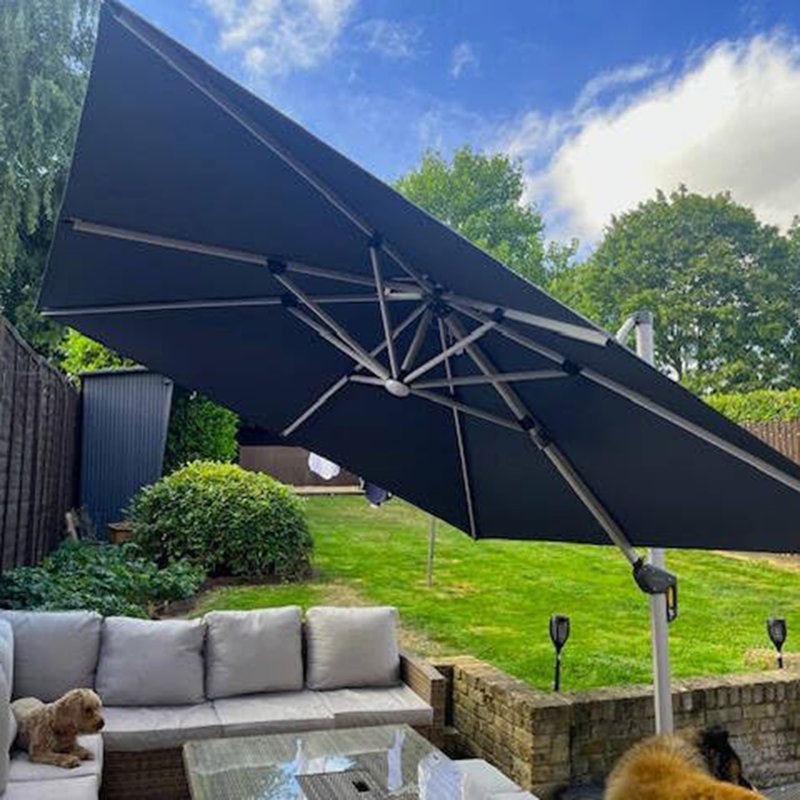 Purple Leaf 11 Feet Double Top Deluxe Solar Powered LED Square Patio Umbrella with Steel Plate Base | Wayfair Purple Leaf 11 Feet Double Top Deluxe Solar Powered LED Square Patio Umbrella with Steel Plate Base | Wayfair