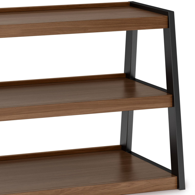 Sawhorse Industrial 48 Inch Walnut Wood and Black Metal TV Stand