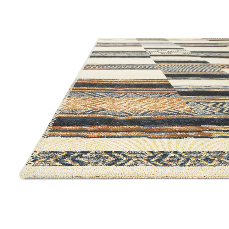 Tapis noir rayé Amesha