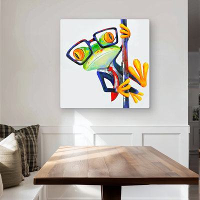 Funny Frog with Glasses  Contemporary Metal Print  Home Decor