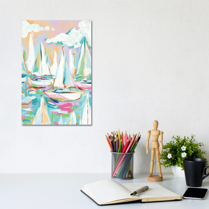 Sailboat Sea - Wrapped Canvas Painting, 30.48cm H x 20.32cm W x 1.91cm D