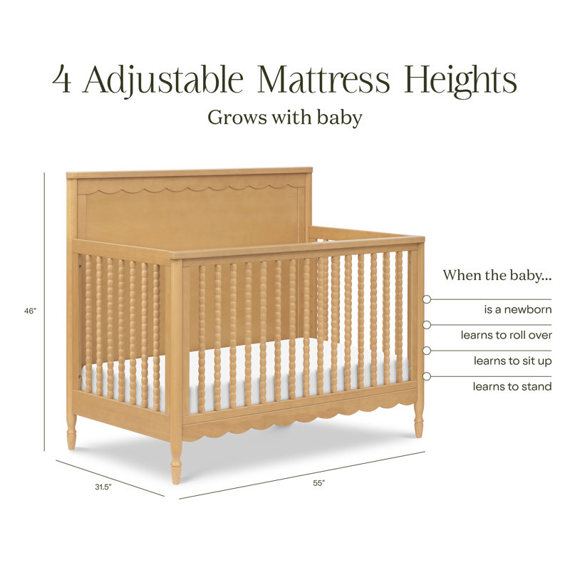 AMBROSIA 4 -in-1 Convertible Crib, Honey
