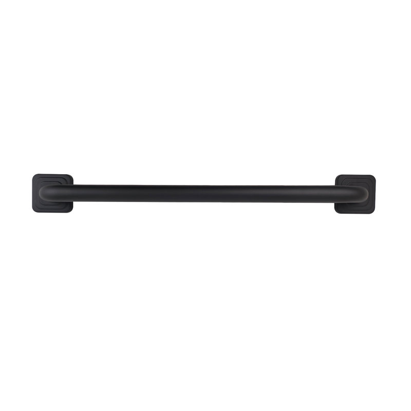 24-Inch Monarch Designer Grab Bar with Square Flanges, Matte Black Stainless Steel