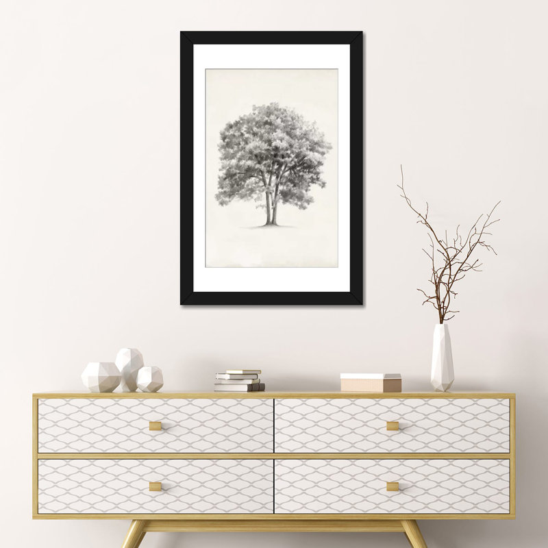 « arbor study ii », reproduction d’art sur toile, H 32 po x l 24 po x P 1 po, Papier d'art encadré noir, Blanc