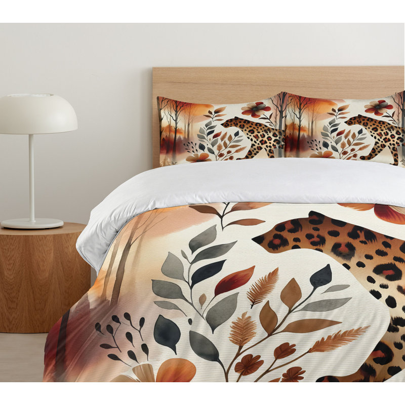 Leopard Duvet Cover, California King Duvet Cover + 2 Standard Shams
