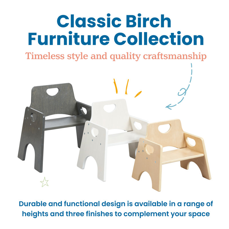 ECR4Kids Stackable Wooden Toddler Chair, 6in, Montessori Furniture, 2-Pack, Natural, 12.4" H x 14" W x 10.6" D