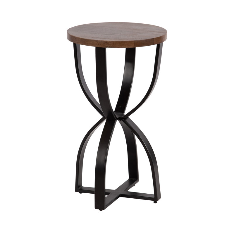 Ulott Wood and Metal Round Side Table