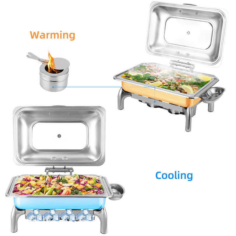 Premium Stainless Steel Roll-Top Rectangle Buffet Server