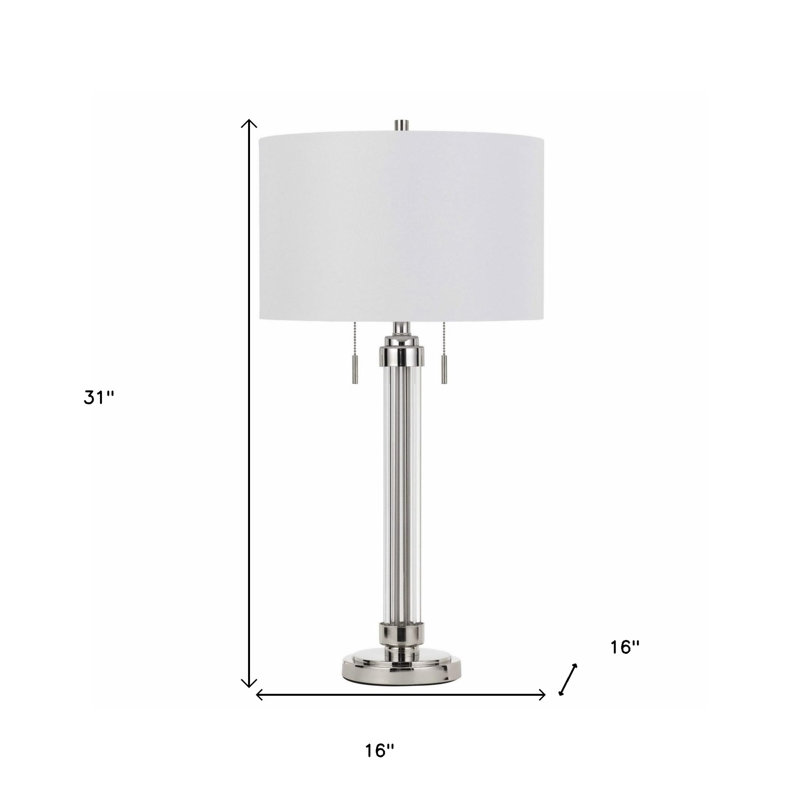 Metal Table Lamp Brushed Steel Finish Modern Transitional Design 31" H