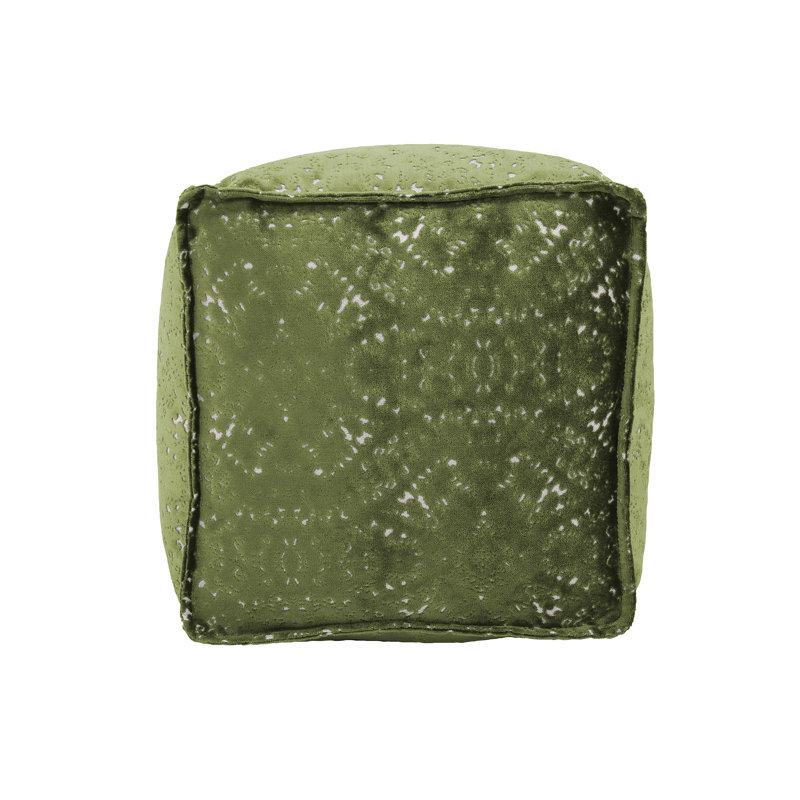 Pouf carré de 20 po de largeur, Mélange de polyester émeraude Pasini