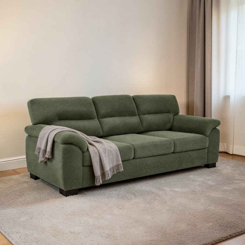 Brooklington 81" Fabric Modern Sofa Pillow-Top Arms Upholstered Couch For Small Space, Green Polyester