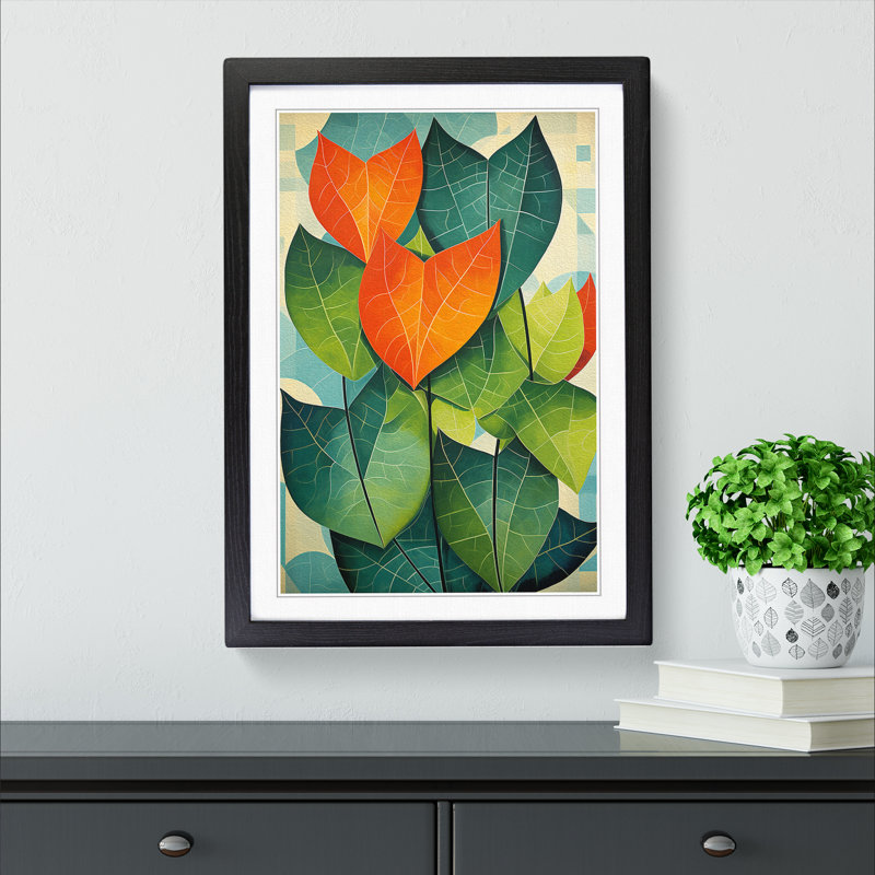 Ivy Leaf Constructivism Art - Framed Print, Black Framed, 34cm H x 25cm W x 2cm D