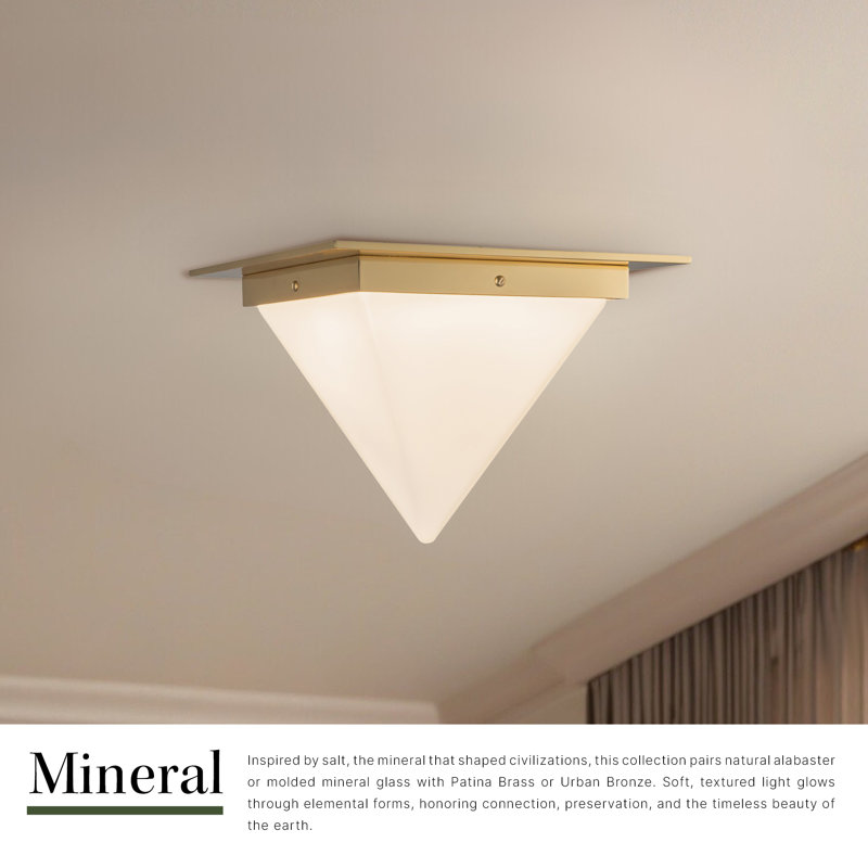 Mineral 11-in Brass Flush Mount, Oil Rubbed Bronze, Opal Glass