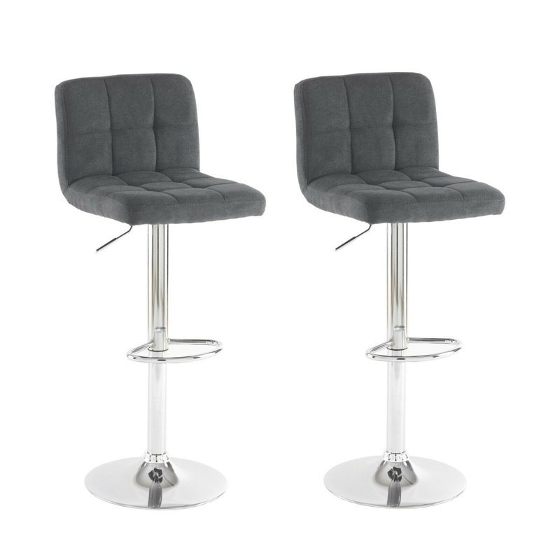 Celina Swivel Upholstered Adjustable Height Counter Stool with Metal Frame, Dark Grey