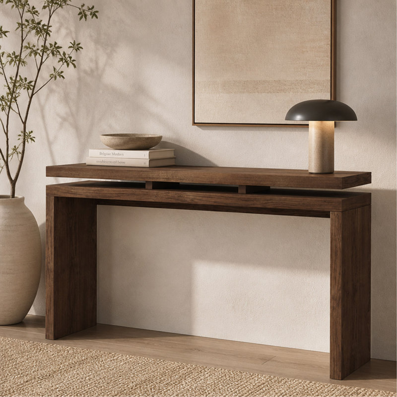 Table de salon 60 po en bois massif et panneau de fibres à densité moyenne de 60 po