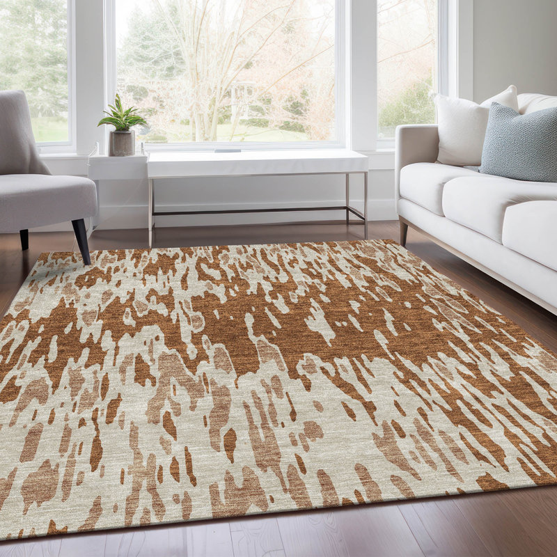 Premium Machine Washable Prisco Paprika Rug, Rectangle 8' x 10'