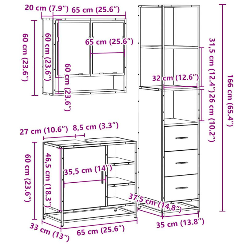 Alonni Bathroom Furniture Suite, Sonoma Oak