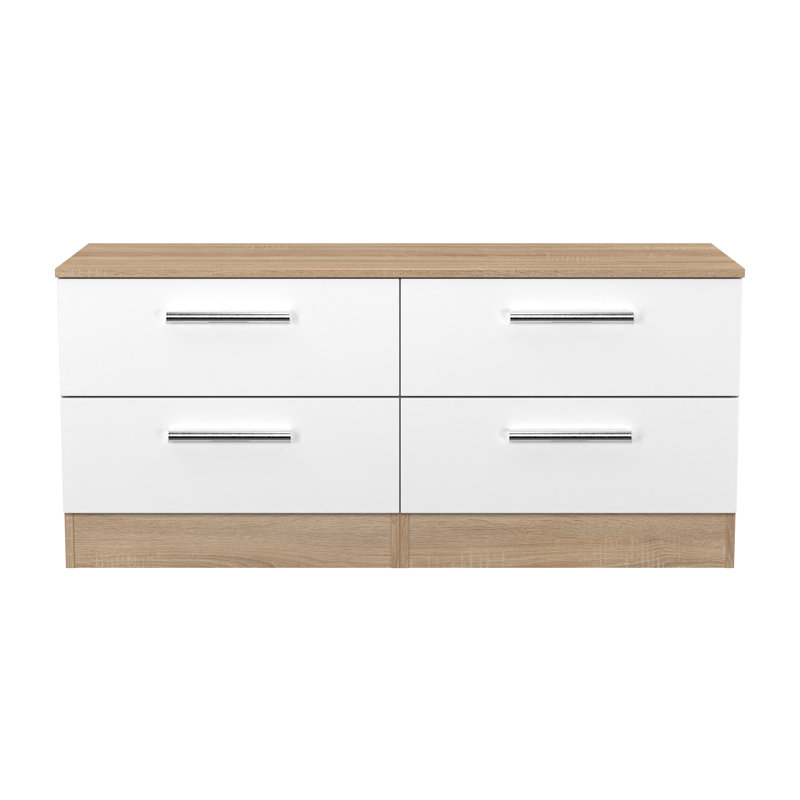 Fully Assembled Chesler 4 Drawer Chest, Bardolino/White Gloss
