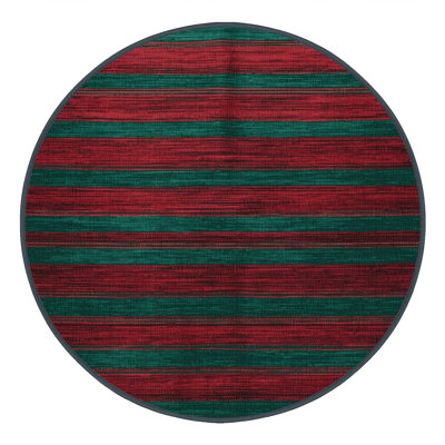 Machine Washable Horizontal Stripes Green Area Rug