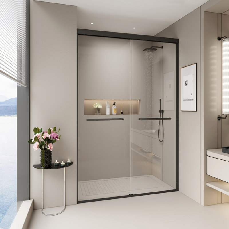 44-48 In. W X 72 In. H Shower Door, Semi-Frameless Bypass Bathroom Sliding Door With 1/4" (6Mm) Tempered Glass, Double Slide