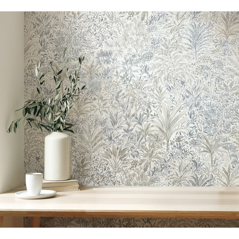Palm Landscape Italian Heavyweight Wallpaper, Blue