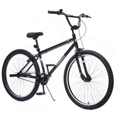 26 Inch Freestyle Bike For Teens, Steel Frame Single-Speed Bicycle With 2 Pegs , Front Caliper Brake And Rear V Brake, Bicycle Ages 14+