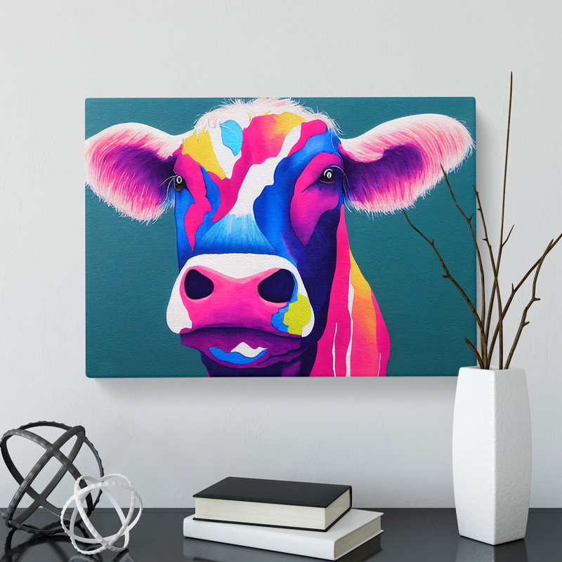 Colourful Cow Vol.3 - Wrapped Canvas Print, 35cm H x 50cm W x 3cm D